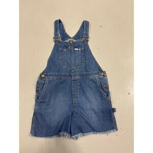 Vintage Lee Denim Short Overalls Womens Medium Blue Jean Bib Y2K